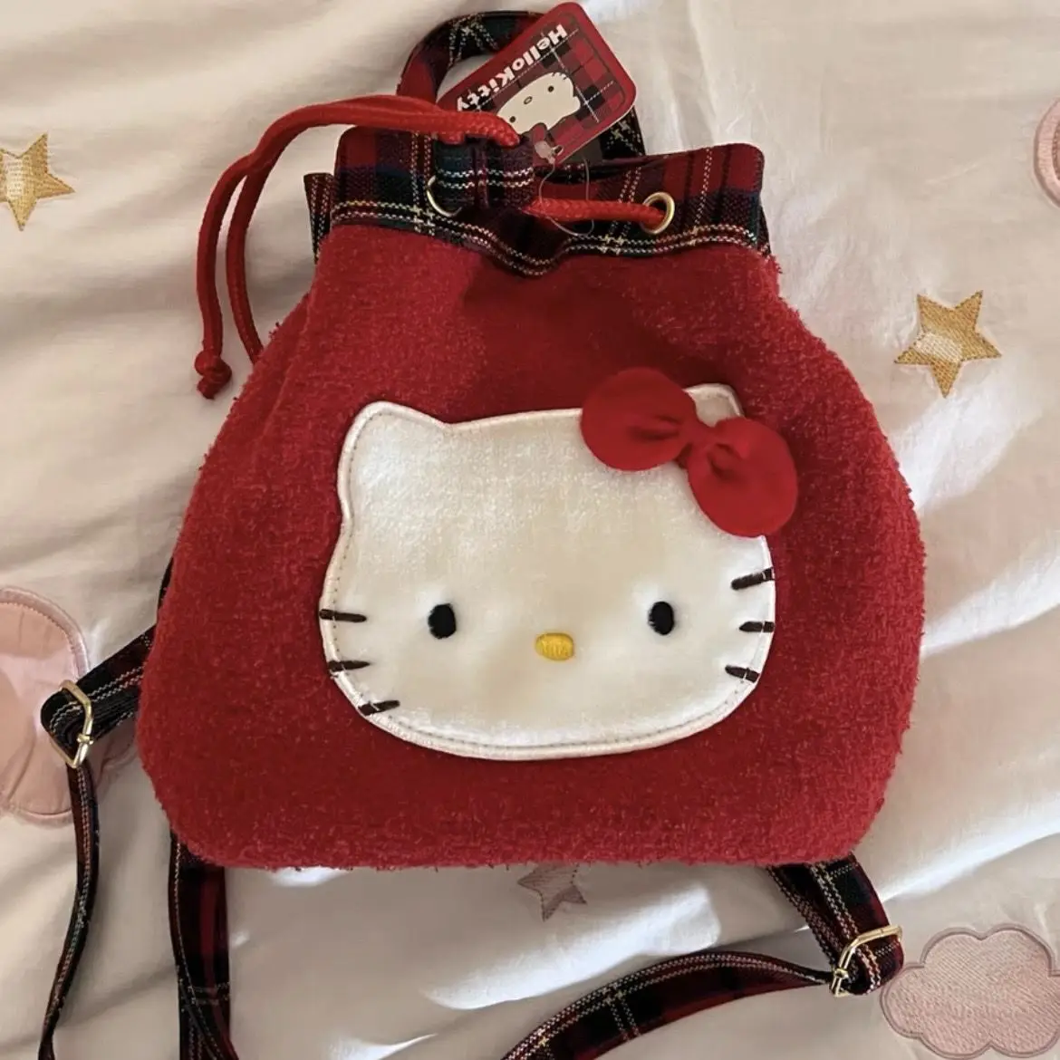 

Cartoon Sanrio Plush Shoulder Bag Hello Kittys Accessories Cute Kawaii Anime Retro Christmas Small Backpack Toys for Girls Gift