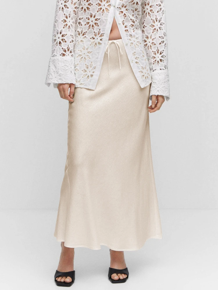 Юбка Женская атласная с завышенной талией Модная элегантная приталенная