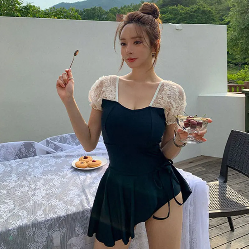 

Korean 2022 New Foreign Trade Swimsuit Women's Conservative Skirt One-Piece Ins Dongdaemun Small Fresh Hot Spring Swimsuit