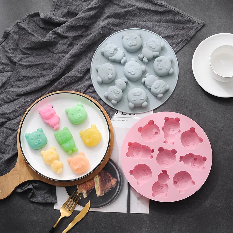 

DIY cartoon pig rice cake mold candy chocolate silicone mold baking cookie mold children's food supplement production tool