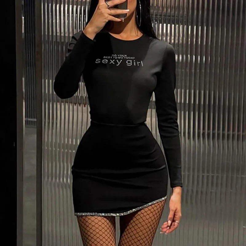 

Individualized hot diamond daily casual slimming bag hip skirt dress winter skirt woman