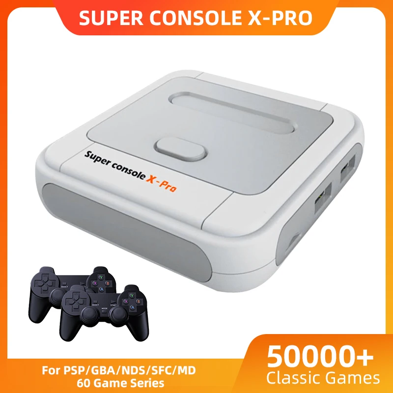 

50000+ Games 4K Game Stick Super Console X Pro HD TV Box Retro Video Game Consoles For PS1/PSP/N64/DC 2.4G Wireless Controllers