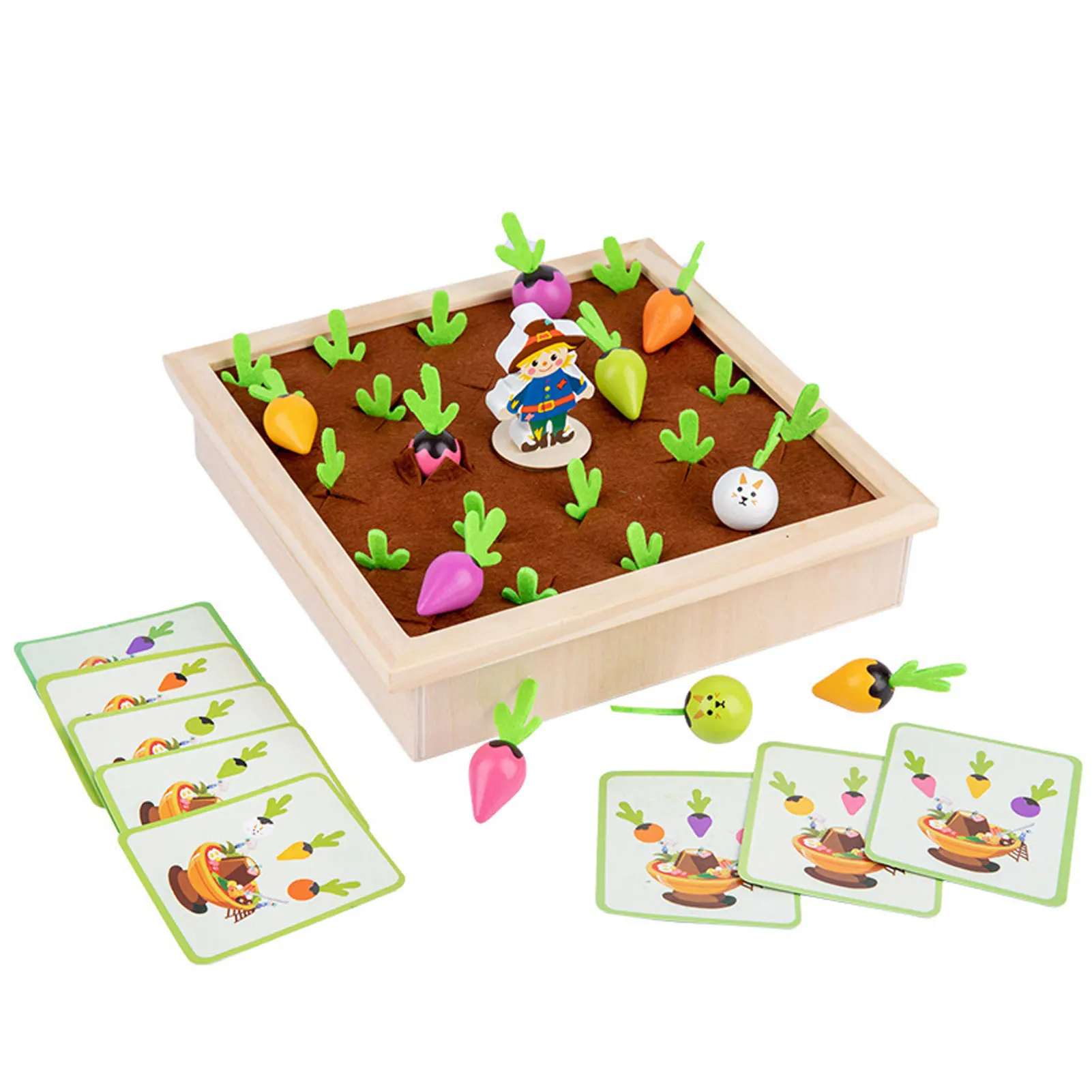 

Wooden Carrots Harvest Toy Montessori Toys Vegetable Sorting Matching Game For Toddlers Fine Motor Skill Planting Toy For 1-3