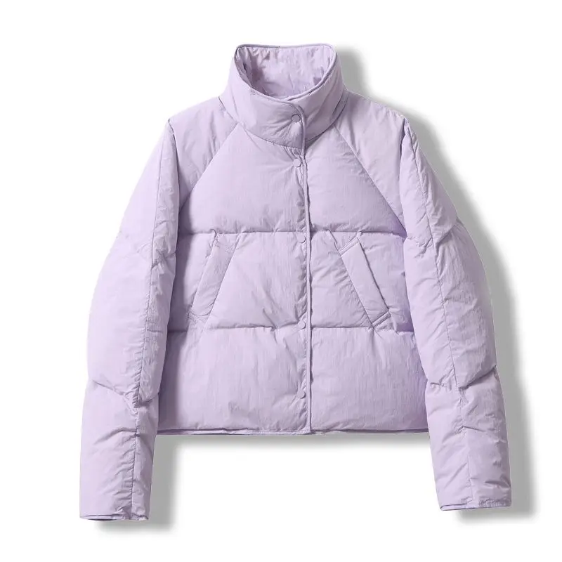 Women Autumn/Winter Jackets 2023 New Female Fashion Stand Collar White Duck Down Coat Buttons Pockets Ladies Down Coat M27