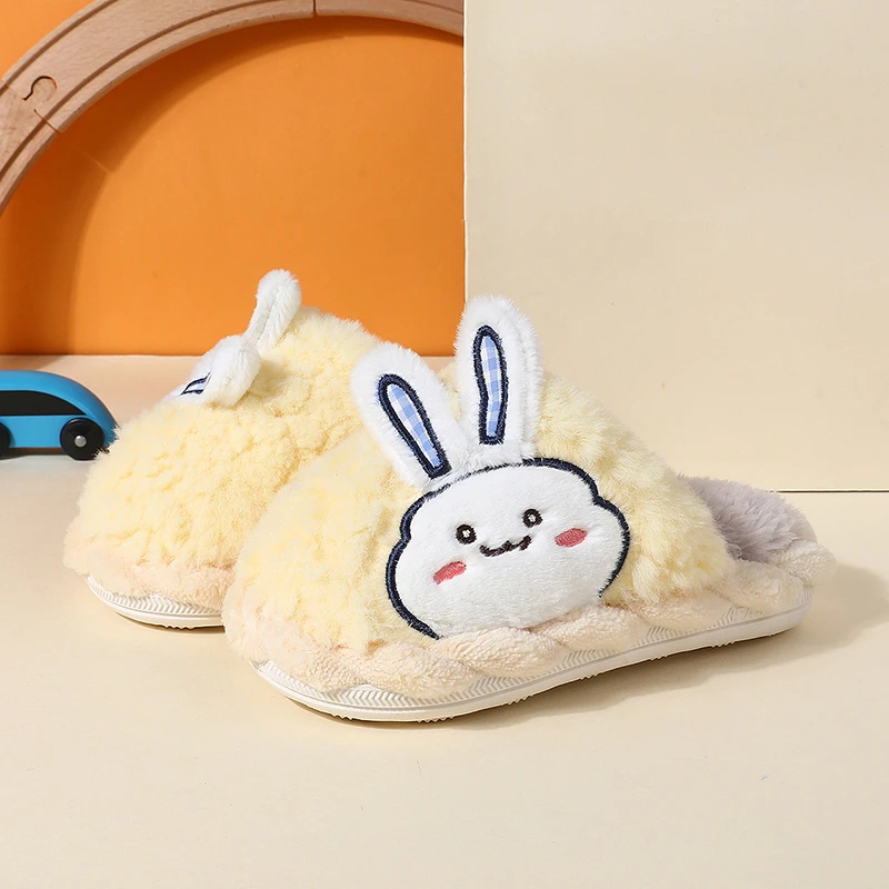 

Boy's Girl's Winter Warm Fur Lining Non-Slip Slippers Cute Plush Cloud Slides for Kids