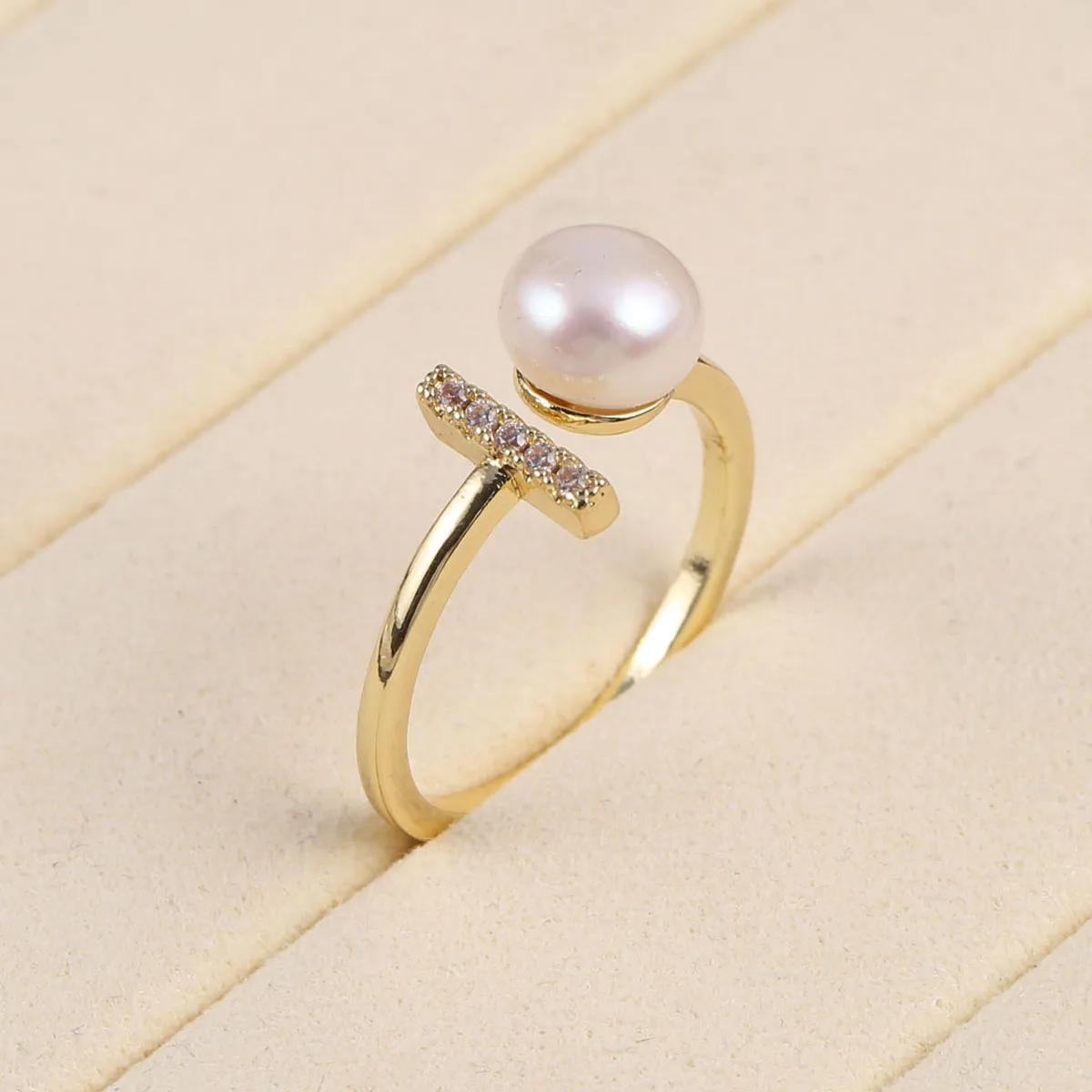 

Natural freshwater pearl Rings Retro Fashion Rings Gold Plated Adjustable Ring for women Fine Jewelry Memorial Day wedding gifts