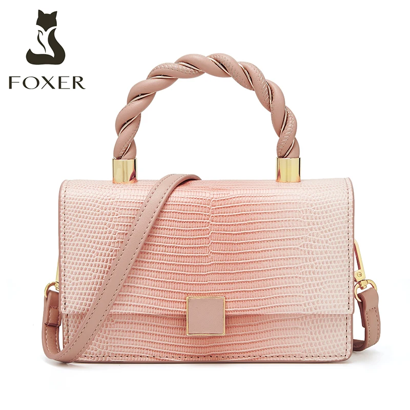FOXER Brand Fashion Panelled Color Lady Small Handbag For Women PU Leather Crossbody Shoulder Bag Female Mini Tote Messenger Bag