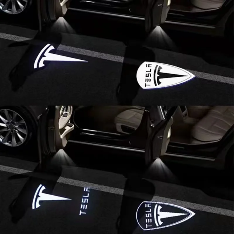 

2pcs Car Logo Projector Car Door Welcome LED Lights Atmosphere Projector Lights Auto Accessories For Tesla moedel 3 S X Y