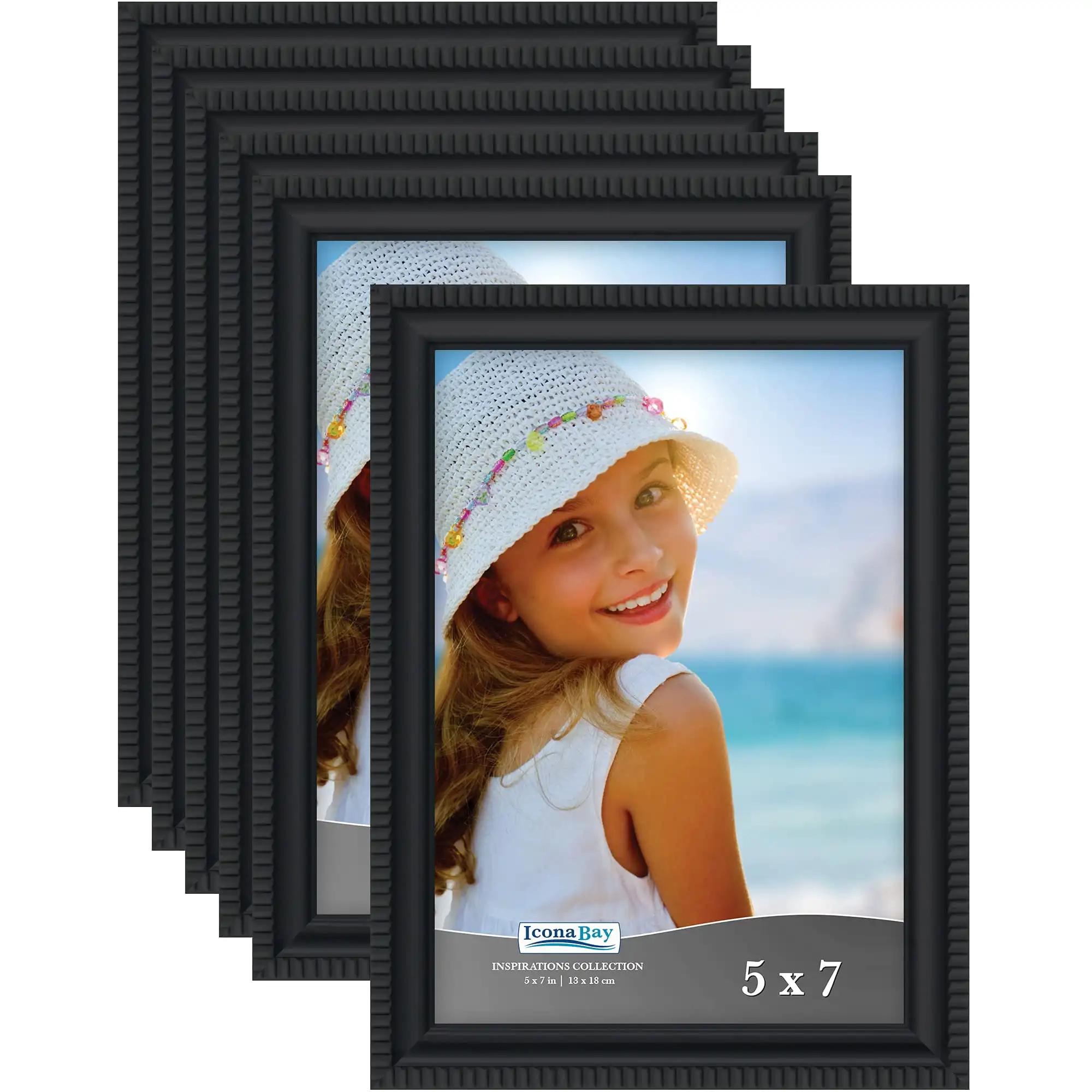 

5x7 Black Picture Frames Shabby-chic Style 6 Pack Inspirations Collection (US Company)