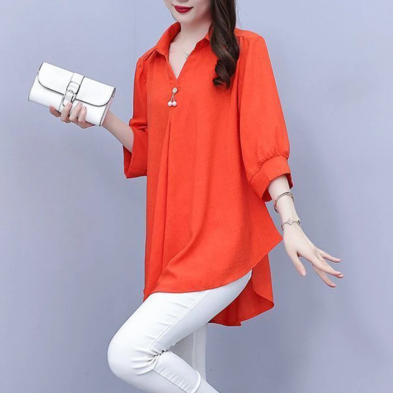 Женская одежда корейская мода шикарная Элегантная блузка с бисером летняя