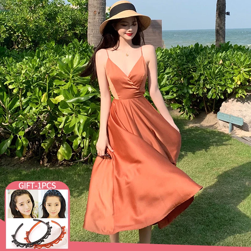 

Женское платье на бретелях-спагетти, с V-образным вырезом