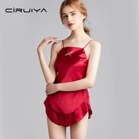 ciruiya sexy silk camisole pajamas set silky women satin spaghetti strap sleepwear suit two piece embroidery home clothes 2022