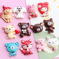 10pcslot cartoon resin dog bear fox accessories diy handmade animal resin patch cute handamde decoration material