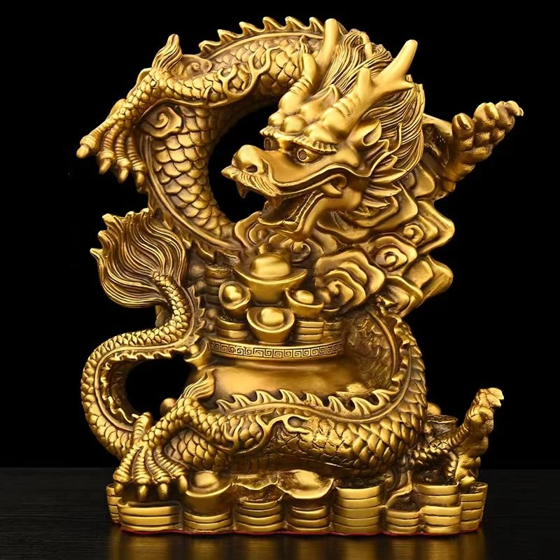 Фэн-шуй на удачу из чистой меди Xianglong Jubao Sheng Xiaolong ремесла для гостиной офиса медные декоративные украшения