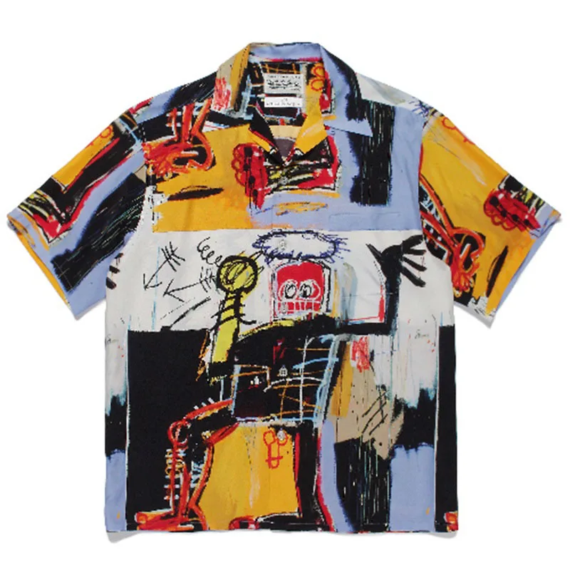 

WACKO MARIA Shirt Men Women 1:1 Loose Graffiti WACKO MARIA Men's Hawaiian Shirt