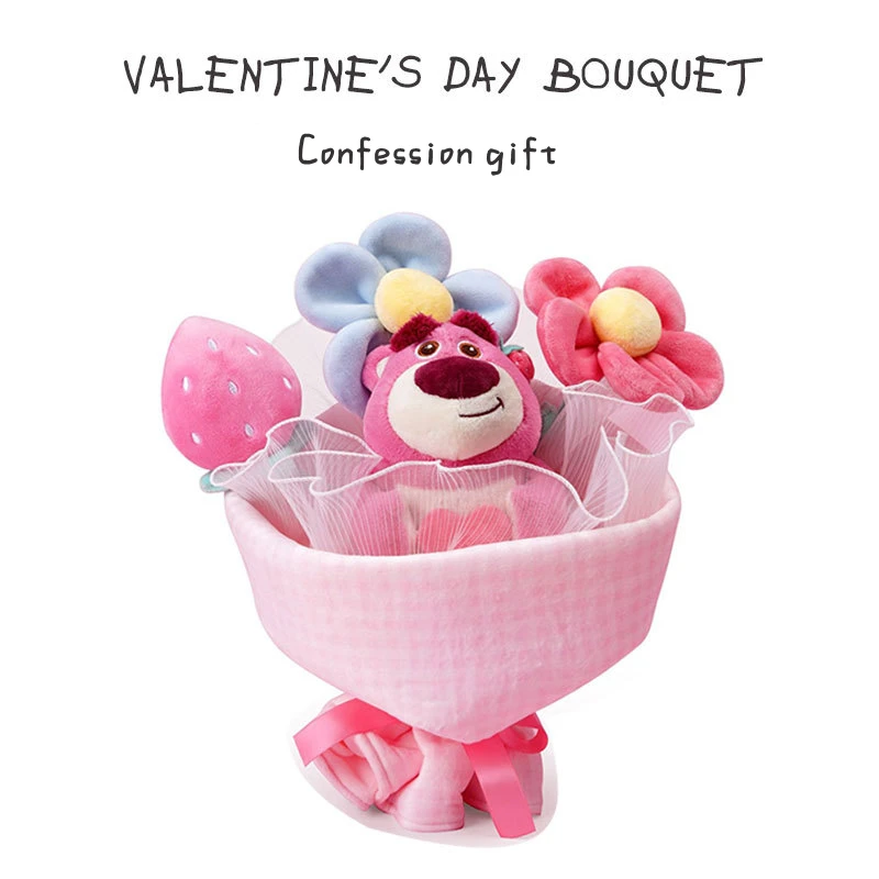 

Disney Lotso Huggin Bear Winnie The Pooh Cute Plush Doll Bouquet Kawaii Fluffy Soft Stuffed Toy Valentine's Day Confession Gifts