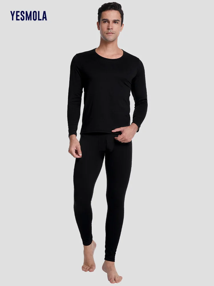 Men's Thermal Underwear Suit Comfortable Skin-Friendly Men Suit Fleece-Lined Winter Warm Long Thermo Pajamas 2 Piece Set
