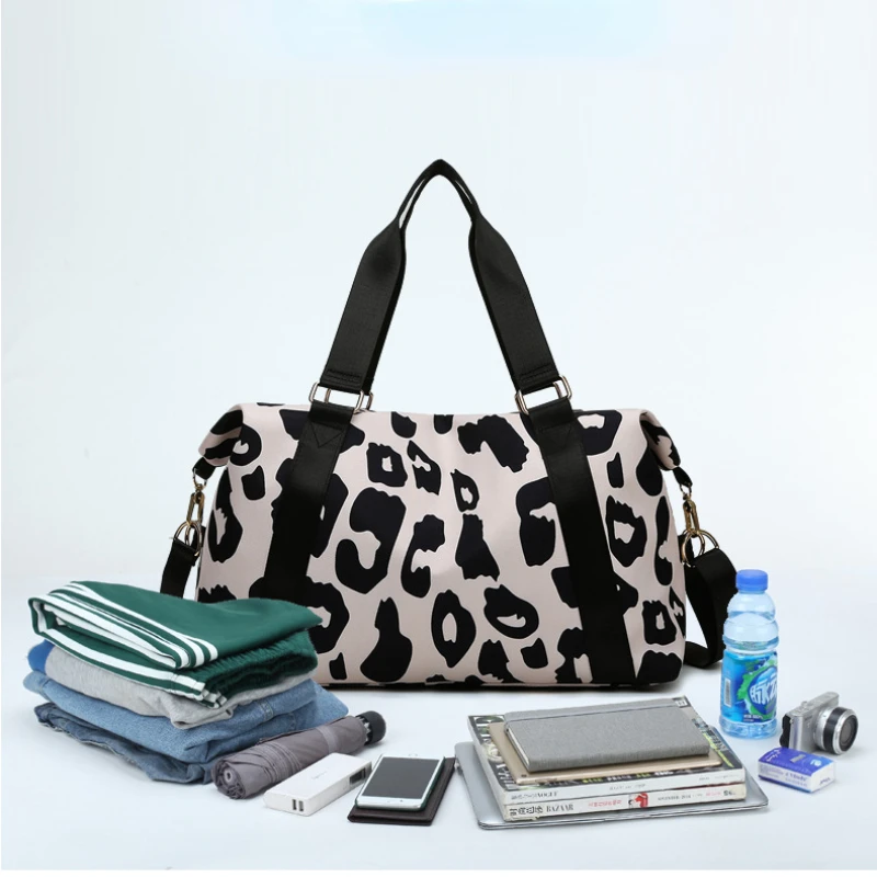 2022 New Cow Pattern Travel Bag Large Capacity Sports Women's Bag Dry and Wet Separation Leisure Fitness Lightweight Storage Bag