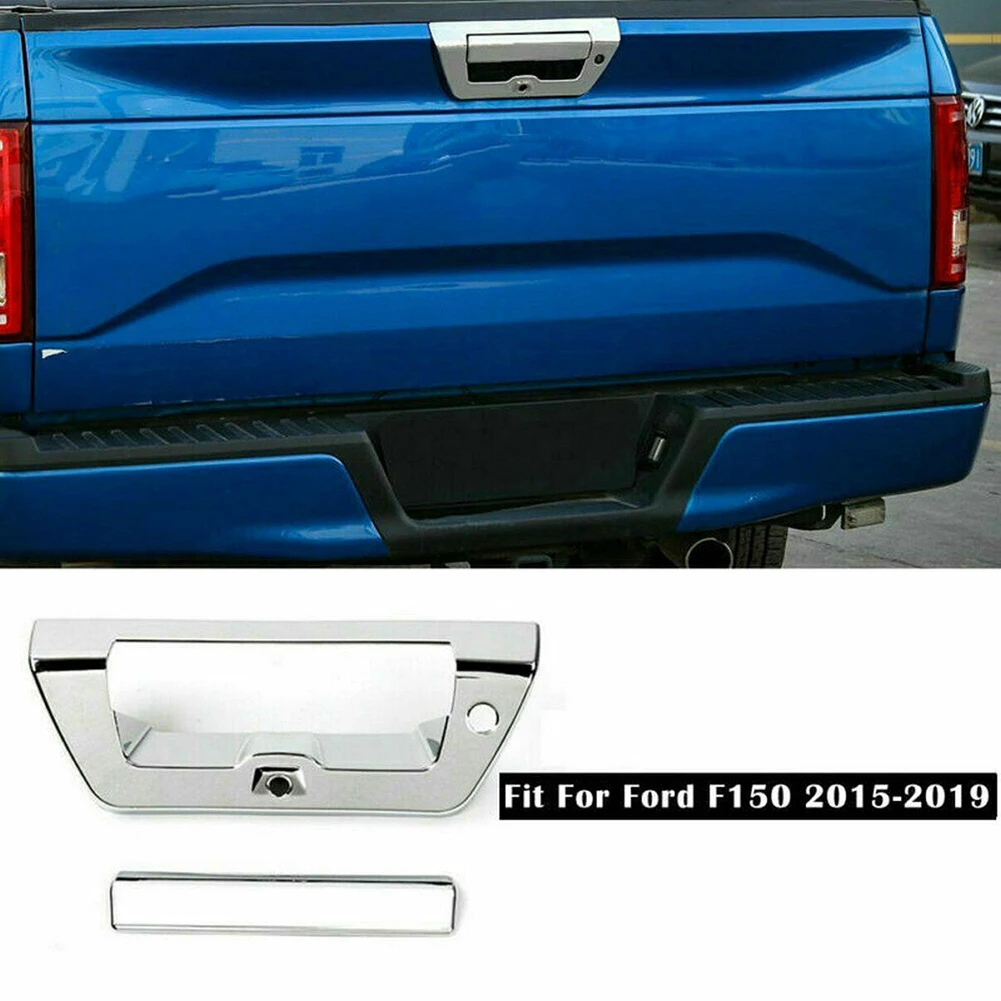 

2 PCS/Set Chrome Tailgate Door Handle Cover Trim Decor Bezel For Ford F150 2015-2019 Tailgate Handle Decoration