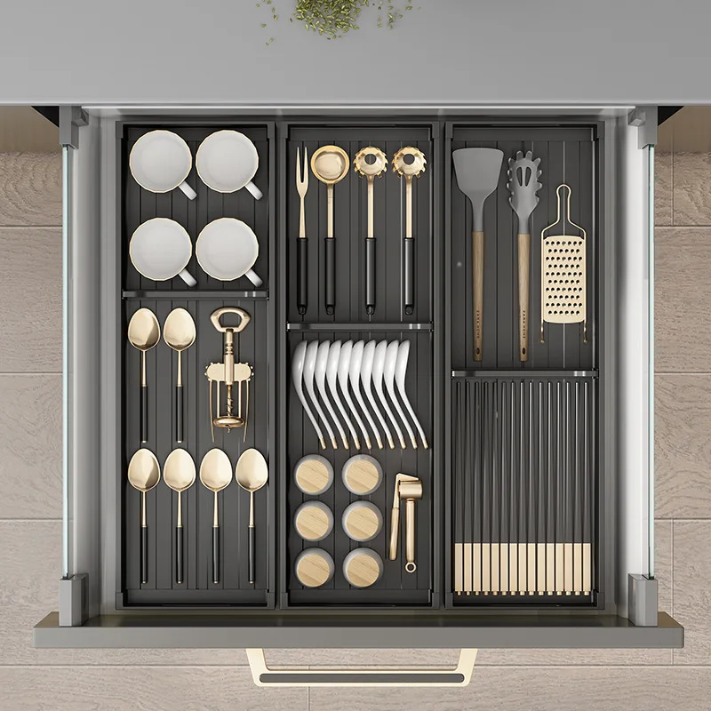 

Kitchen drawer divider tableware storage box household cabinets built-in grid knife and fork chopsticks rack kitchenware storage
