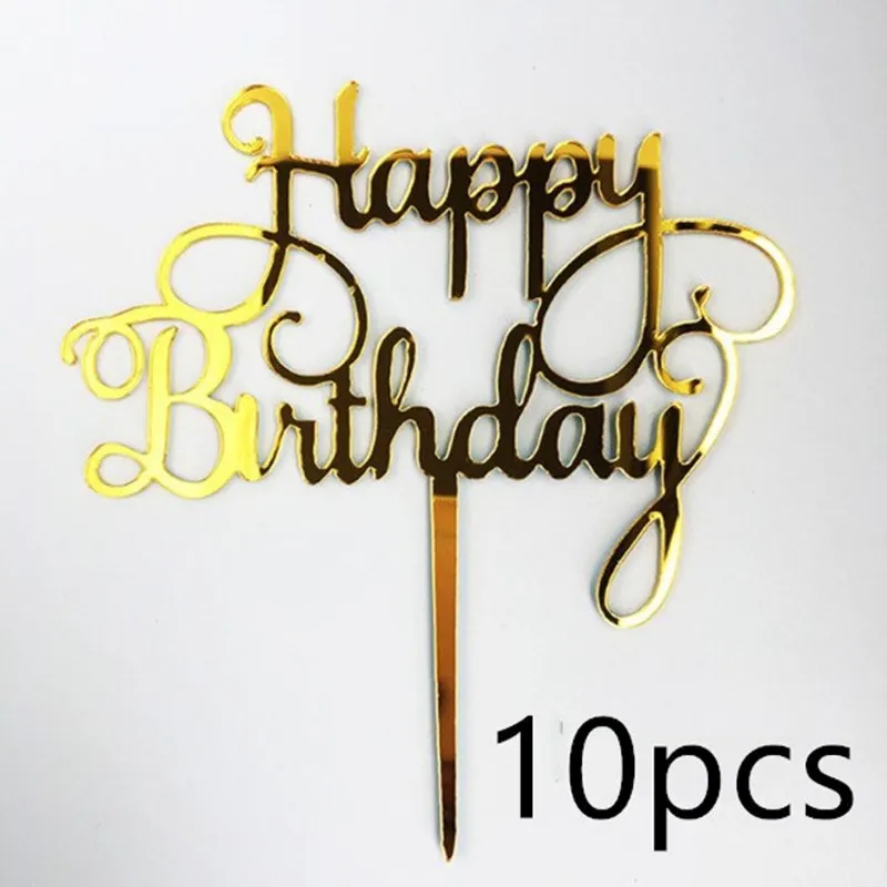 

Набор из 10 шт. акриловых топперов для торта "С днем рождения", Wohltao