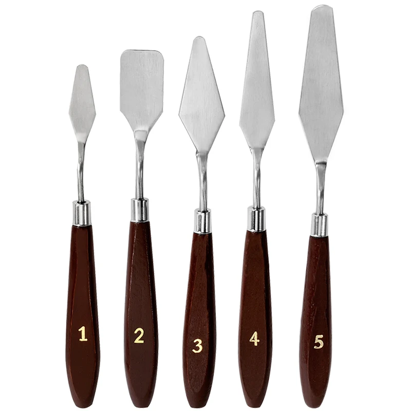 

RORGETO 5pcs/set Stainless Steel Spatula Kit Palette Gouache Supplies for Oil Painting Knife Fine Arts Painting Tool Set Blades