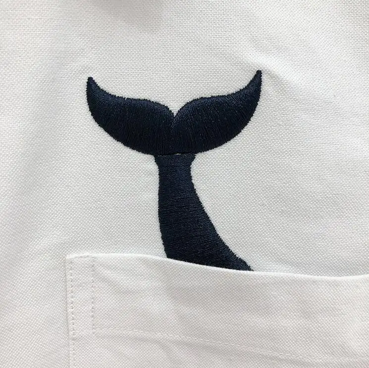 TB Man Shirt New Whale Embroider Shirts Men Long Sleeve Casual Shirt Turn Down Collar Oxford Y White Men's Clothing