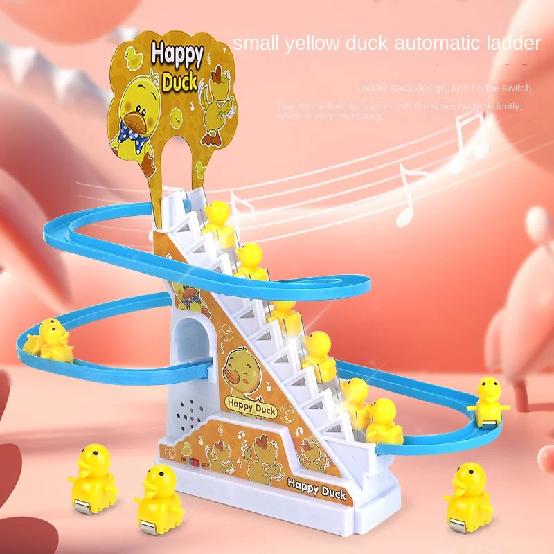 

Internet Celebrity Little Duck Automatic Ladder Rail Car Toy Electric Small Yellow Duck Slide Baby Children Educational Duck Car