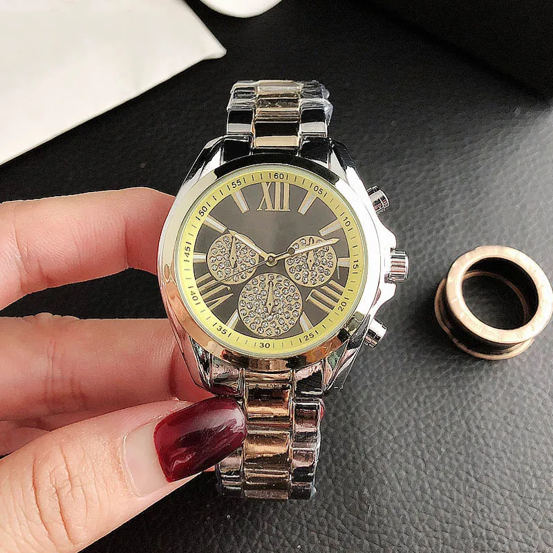 Brand Wrist Watches Women Girl Ladies Crystal Style Quartz Casual Steel Metal Band Clock m102