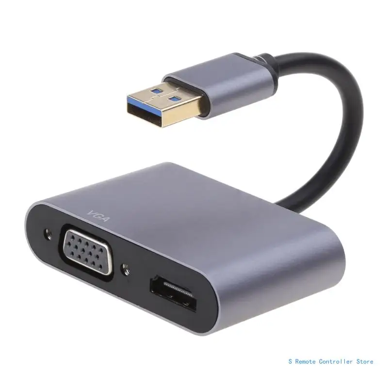 

BX0E Male to Female Cable Converter USB3.0 Male to VGA Female Adapter 1080p