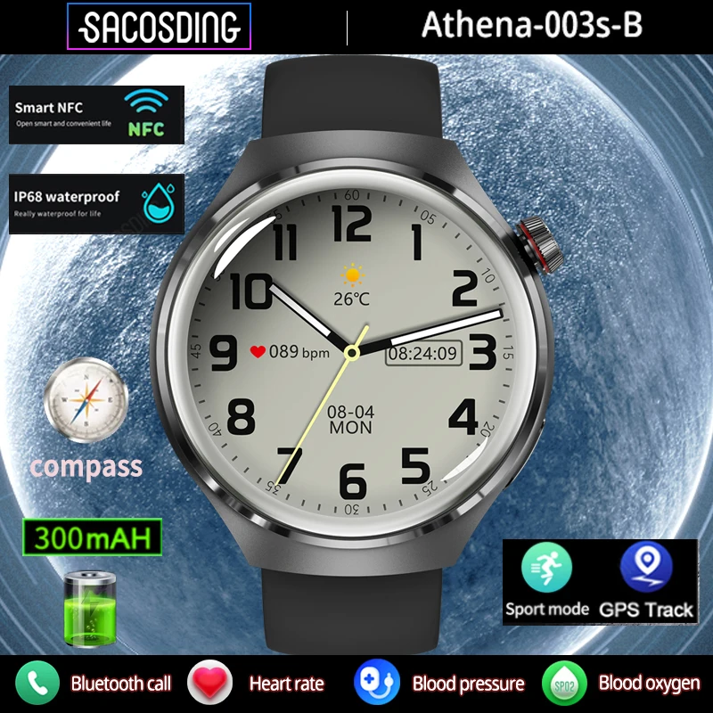 

Смарт-часы мужские, Bluetooth, GPS, компас, водостойкие IP68