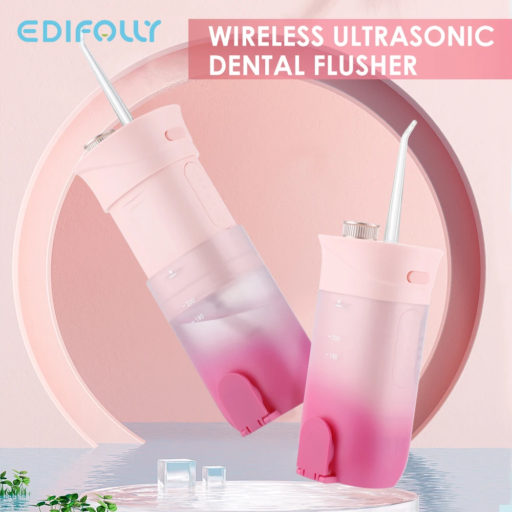 EDIFOLLY Dental Water Jet Portable Oral Irrigator For Teeth USB Rechargeable Teeth Whitening Water Flosser Teeth Cleaner Tools