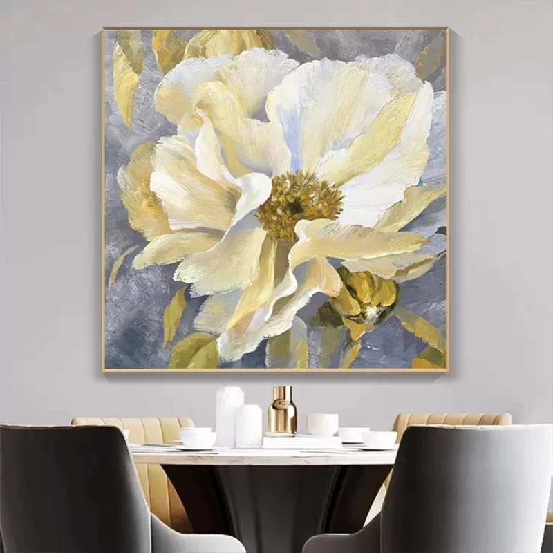 OQ 100% ручная работа абстрактная белая Цветочная картина маслом на холсте