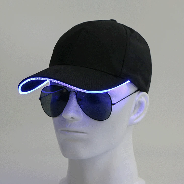 Sombrero con luz LED para hombre y mujer, gorro fluorescente de seguridad para correr por la noche al aire libre, gorra de béisbol luminosa, accesorios de fiesta, 56-60cm