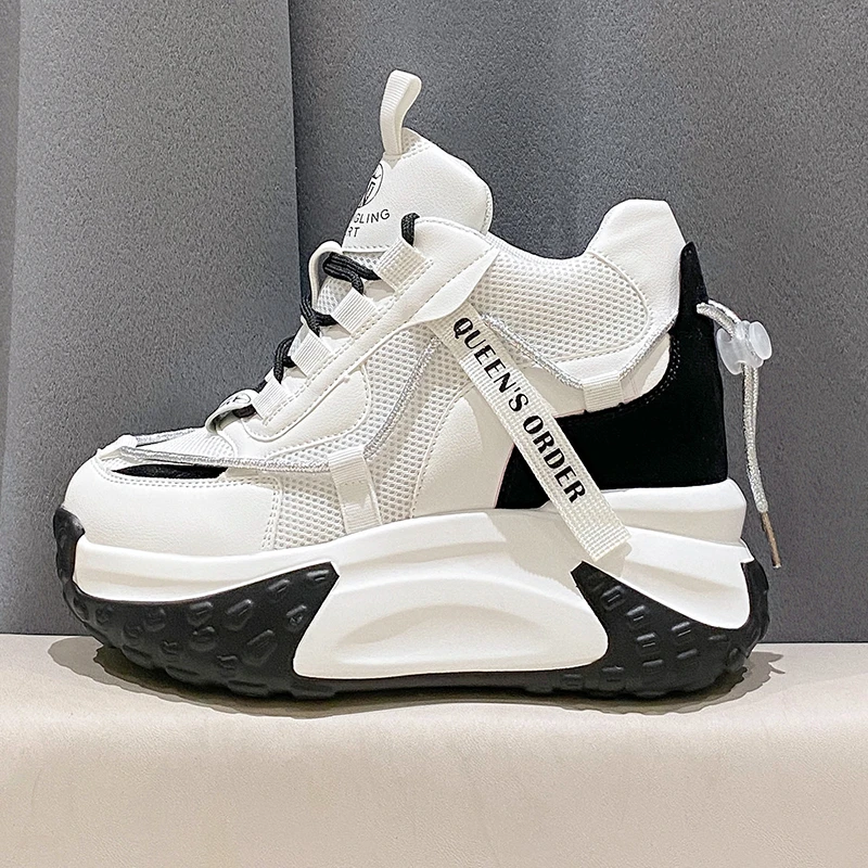 

Women Chunky Sneakers 9 CM High Platform Breathable Mesh Shoes Ladies Wedges Casual Shoes For Woman White Sports Dad Shoes 2023