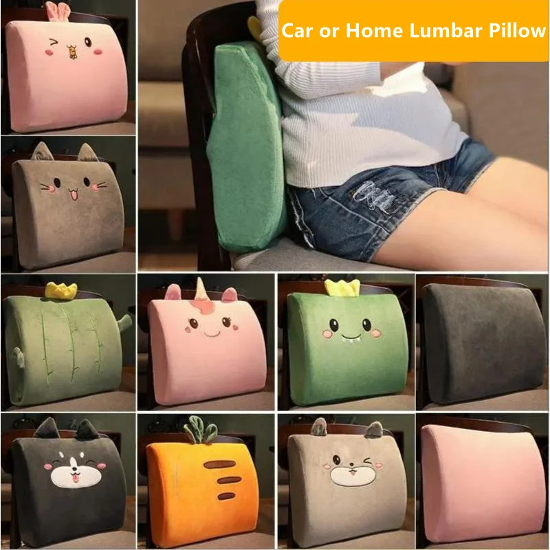 

Cute Car Lumbar Pillow Car Back Support Car Seat Cushion Lumbar Support Chair Pillow Under The Back In The Car Accessories