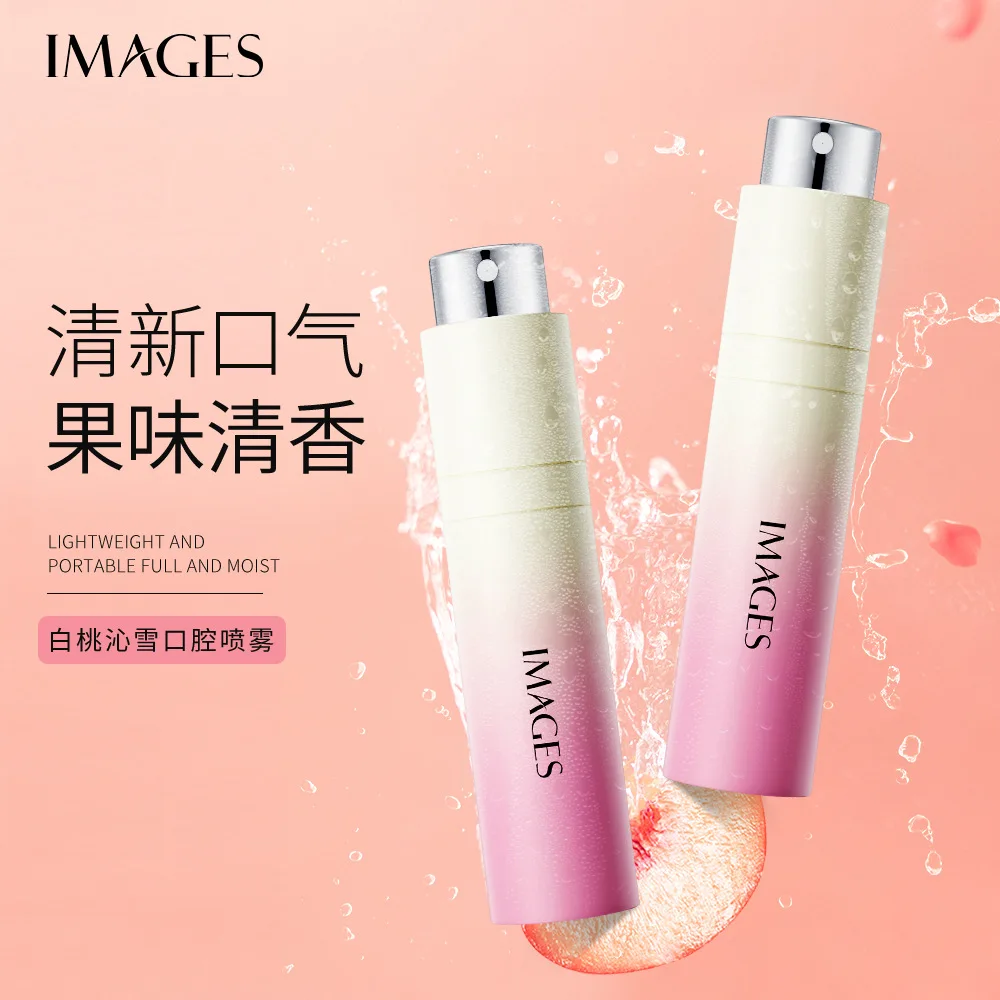 Images White Peach Qinxue Mouth Spray Fresh Breath Clean Scent Small Portable Mouth Freshener