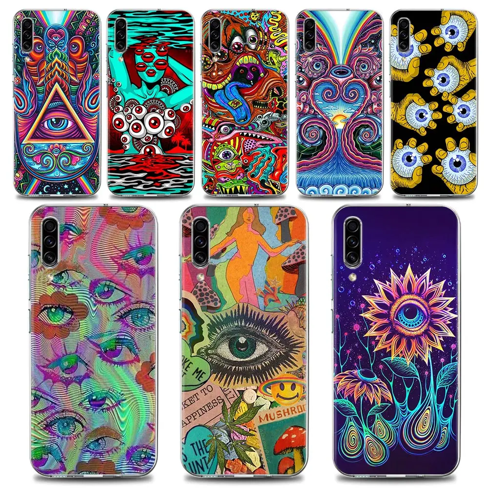 

Clear Soft Case For Samsung Galaxy Note 20 Ultra 8 9 10 Lite Plus A50 A70 A20 A01 Cover Trippy Psychedelic Mushrooms Eye Collage