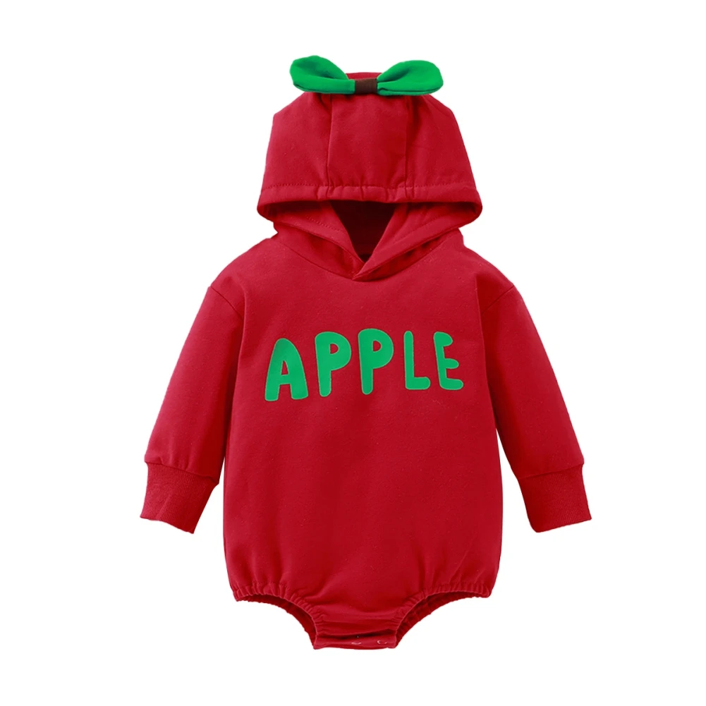 

ETOSELL Spring Baby Cotton Romper 0-18 Months Autumn Baby Girl Fruit Letter Print Hooded Bodysuit Casual Baby Clothing Set