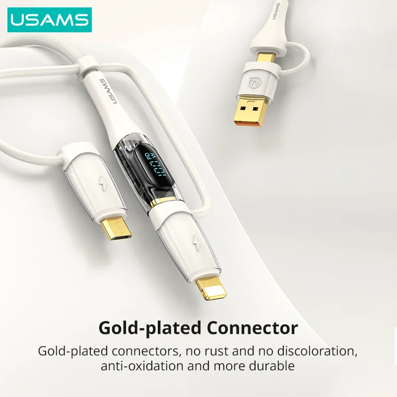 USAMS PD 100W 6 In 1 Quick Charging Data Cable Type C Lightning Micro USB Cable For iPhone iPad MacBook Huawei Xiaomi Samsung