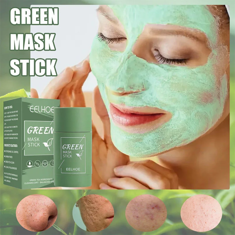 

Green Tea Solid Face Mask Stick Acne Treatment Oil Control Shrink Pore Blackhead Remover Deep Cleansing Purify Skin Care Product