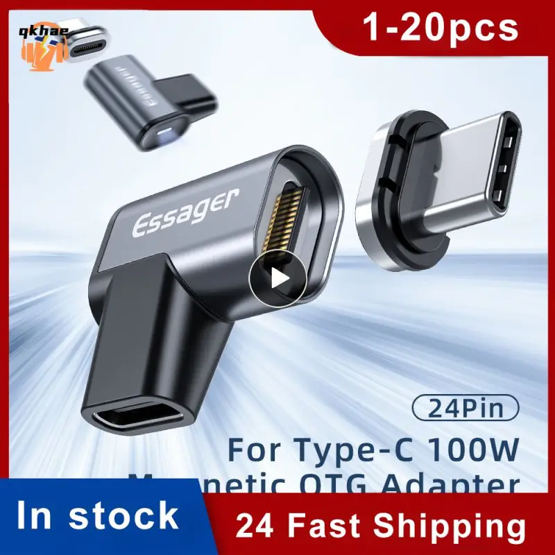 

100w Usb C To Type-c Connector Usb 3.1 Usb Type C Usb-c Converter Magnetic Magnetic Adapter For Macbook Samsung