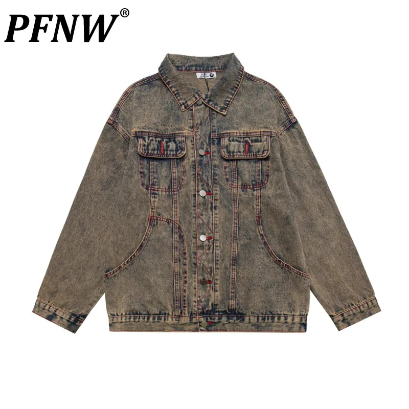 

PFNW Men's Autumn Spring New American High Street Vintage Jean Jackets Women Fashion Loose Hip-hop Casual Denim Coats 12Z2037