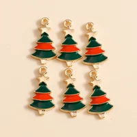 10pcs 10x20mm enamel christmas tree charms pendants for jewelry making women diy earrings pendants necklaces bracelets accessory