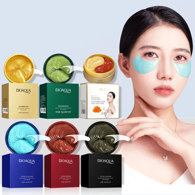 60pcs BIOAQUA Crystal Collagen Eye Mask Anti-wrinkle Anti Dark Circles Moisturizing Eyepatch Beauty skincare Eye Patches