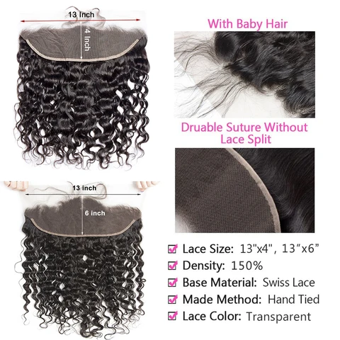 24-дюймовые 13x6 HD кружевные фронтальные волны воды человеческие волосы HD прозрачные кружевные фронтальные предварительно выщипанные невидимые фронтальные 13x6 Hd кружева