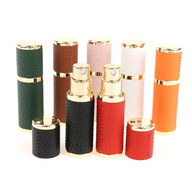 

1PCS Top Quality 10ml Perfume Bottle Handwork Leather Luxury Mini Metal Portable Sprayer Refillable Perfume Atomizer Travel Size