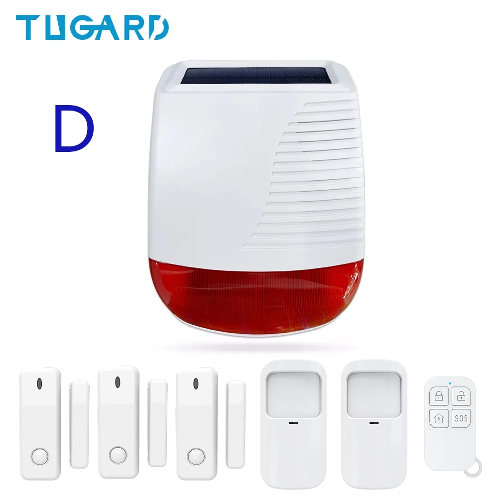 

Wireless Outdoor Solar Siren Light Flash Strobe Waterproof Alarm Siren Smart Home Tuya Home Security Burglar Alarm System 433MHz