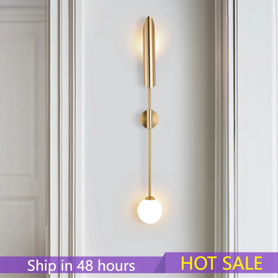 

Modern Golden Wall Sconce Living Room Bedroom Bedside Lamp Nordic Corridor Staircase Lighting Restaurant Hotel Cafe Wall Lights