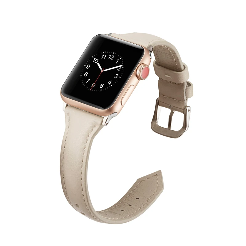 Slim leather strap for Apple Watch band 45mm 41mm 44mm 40mm iwatch 7 6 5 4 3 SE 42mm 38mm Narrow Thin correa wrist belt bracelet